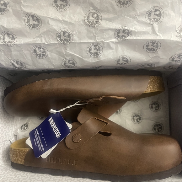 NEW WITH BOX Men's Boston Brown Leather Birkenstock Clog (Narrow)